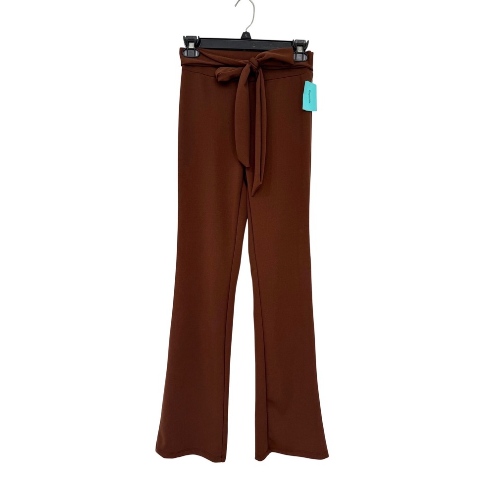 Rhapsodielle Papermoon‎ Brown High Waist Tie Front Flare Leg Pants Small